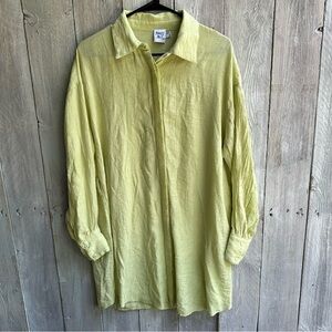 Princess Polly Button Up- Green Seersucker Oversized Top/Dress - Size 6